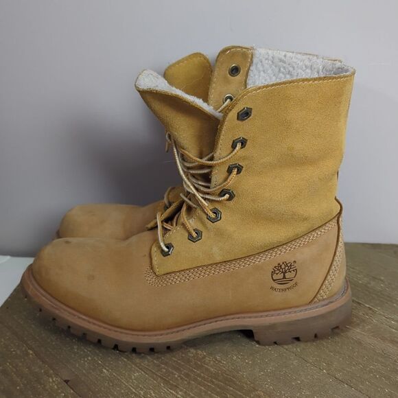 Timberlands teddy fleece roll down boots 7 - Picture 6 of 8